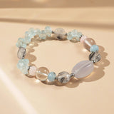 Blue Chalcedony, Black Tourmalinated and Clear Quartz, Morganite and Aquamarine - GAEA