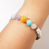 Yellow Jadeite, Amazonite, Amethyst, Morganite, Jade, Black Onyx and White Agate - GAEA