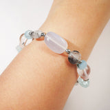 Blue Chalcedony, Black Tourmalinated and Clear Quartz, Morganite and Aquamarine - GAEA