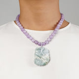Lavender Amethyst 10mm with Carved Duck and Fish Burma Jade - Gaea | Crystal Jewelry & Gemstones (Manila, Philippines)