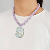 Lavender Amethyst 10mm with Carved Duck and Fish Burma Jade - Gaea | Crystal Jewelry & Gemstones (Manila, Philippines)