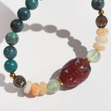 Carved Carnelian, Cuprite in Chrysocolla, Sunstone, Prehnite, and Smoky Quartz - GAEA