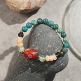 Carved Carnelian, Cuprite in Chrysocolla, Sunstone, Prehnite, and Smoky Quartz - GAEA
