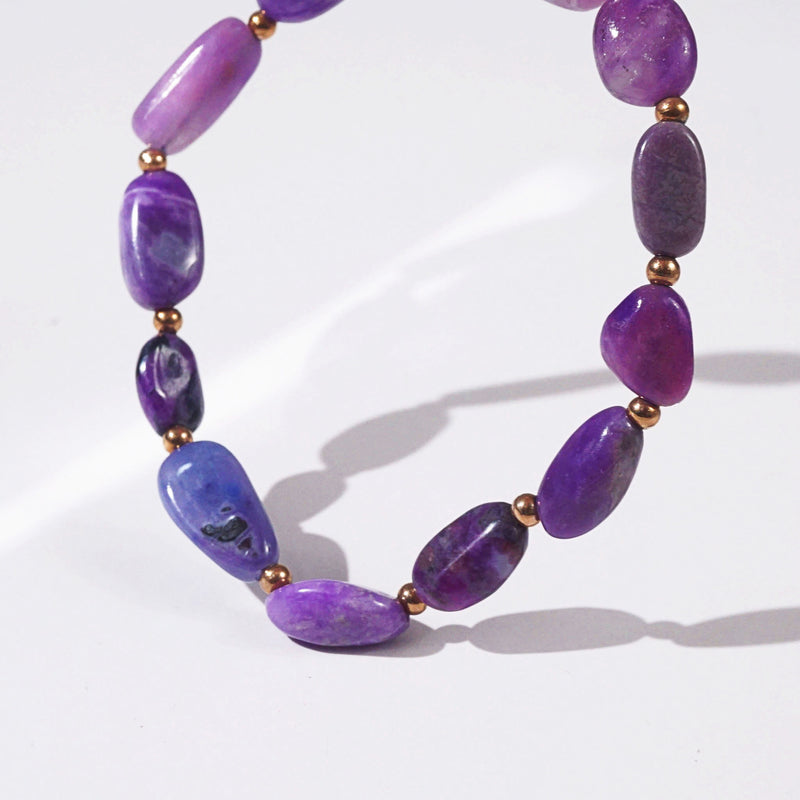 A-Grade Sugilite Tumble with Rose Gold-Vacuum plated Stainless Steel - GAEA