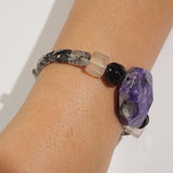 Charoite, Black Onyx, and Black Tourmalinated Quartz Mixed Gemstones - Gaea