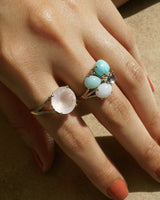 Larimar, Blue Opal, Blue Lace Chalcedony, and Clear Quartz Cabochon - Gaea