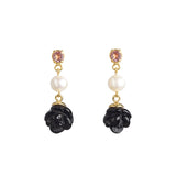 Black Onyx Florette with Freshwater Pearl and Pink Topaz - Gaea | Crystal Jewelry & Gemstones (Manila, Philippines)