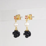 Black Onyx Florette with Freshwater Pearl and Pink Topaz - Gaea | Crystal Jewelry & Gemstones (Manila, Philippines)