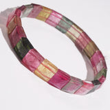 AA-Grade Multicolored Tourmaline Square Faceted Bangle (M) - Gaea