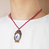 Madonna and Child Enamel with A-Grade Blue Sapphire on Rhodium Medallion - Gaea | Crystal Jewelry & Gemstones (Manila, Philippines)