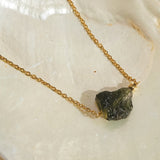 Raw Moldavite in Stainless Steel Chain - Gaea