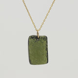 Rough and Polished Moldavite Cabochon in 14K Gold (H) - Gaea