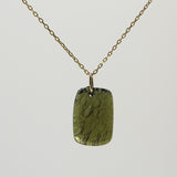 Rough and Polished Moldavite Cabochon in 14K Gold (A) - Gaea