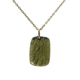Rough and Polished Moldavite Cabochon in 14K Gold (A) - Gaea