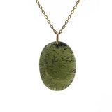 Rough and Polished Moldavite Cabochon in 14K Gold (B) - Gaea