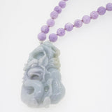 Carved Burma Jade Pendant with Lilac Amethyst - Gaea