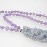 Carved Burma Jade Pendant with Lilac Amethyst - Gaea