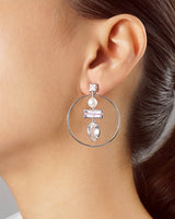 Amethyst, Clear Quartz, Rose Quartz, and Pearl Hoop - Gaea