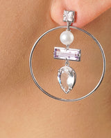 Amethyst, Clear Quartz, Rose Quartz, and Pearl Hoop - Gaea