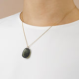 Rough and Polished Moldavite Cabochon in 14K Gold (B) - Gaea