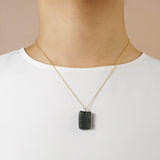 Rough and Polished Moldavite Cabochon in 14K Gold (H) - Gaea