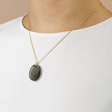 Rough and Polished Moldavite Cabochon in 14K Gold (J) - Gaea