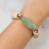 Carved Chinese Jade with Ivory Coral and Hematite - Gaea