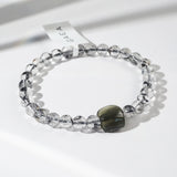 Polished Moldavite with A-Grade Herkimer Diamond 6mm - Gaea