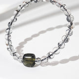 Polished Moldavite with A-Grade Herkimer Diamond 6mm - Gaea