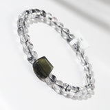 Polished Moldavite with A-Grade Herkimer Diamond 6mm - Gaea