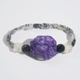Charoite, Black Onyx, and Black Tourmalinated Quartz Mixed Gemstones - Gaea