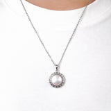 Freshwater Pearl Button with Zirconia - GAEA