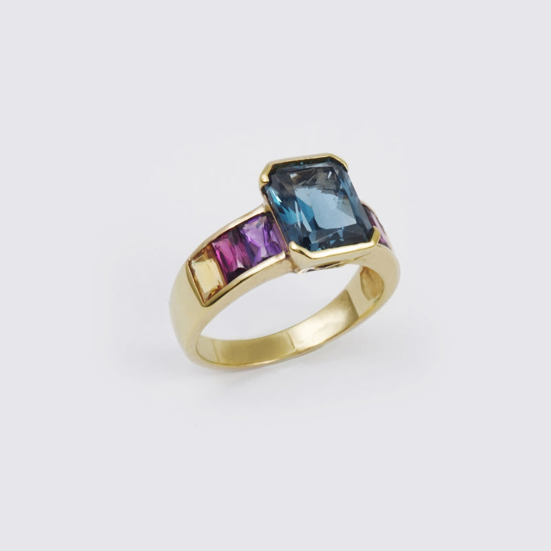 London Blue Topaz, Rhodolite Garnet, Amethyst, Citrine in 925 Sterling Silver - GAEA