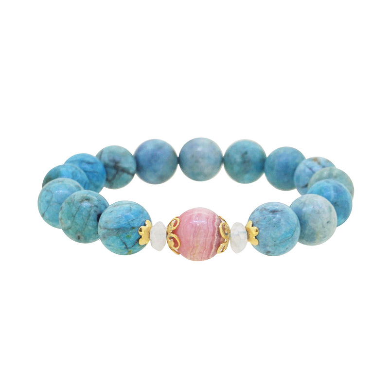 AA-Grade Blue Opal 12mm, Rhodochrosite and Moonstone - GAEA