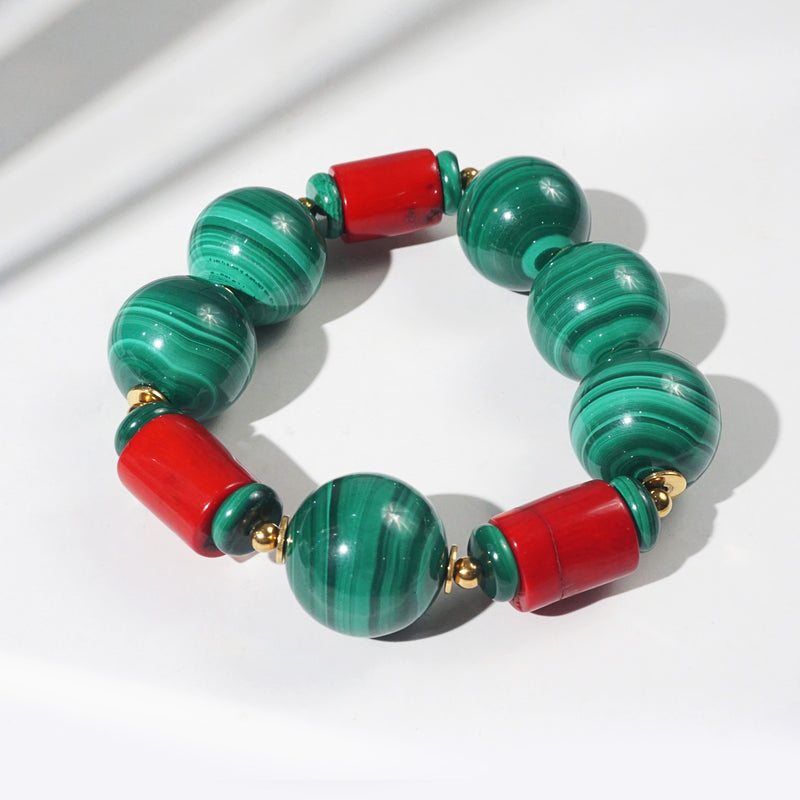 AA-Grade Malachite 20mm and Red Coral - GAEA