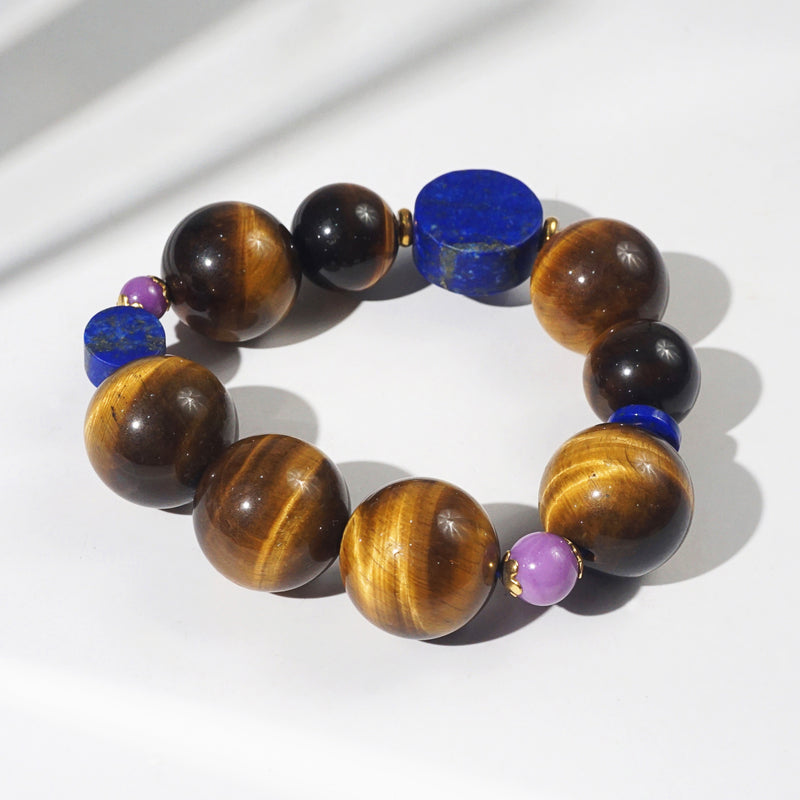 A-Grade Tiger Eye 20mm, Lapis Lazuli and Phosphosiderite - GAEA