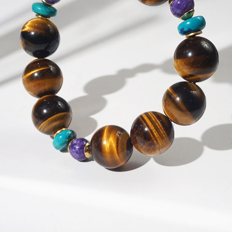 AA-Grade Tiger Eye 16mm, Charoite and Chrysocolla - GAEA