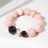 AA-Grade Pink Opal 16mm, Black Spinel Faceted and Black Tourmaline 16mm - GAEA