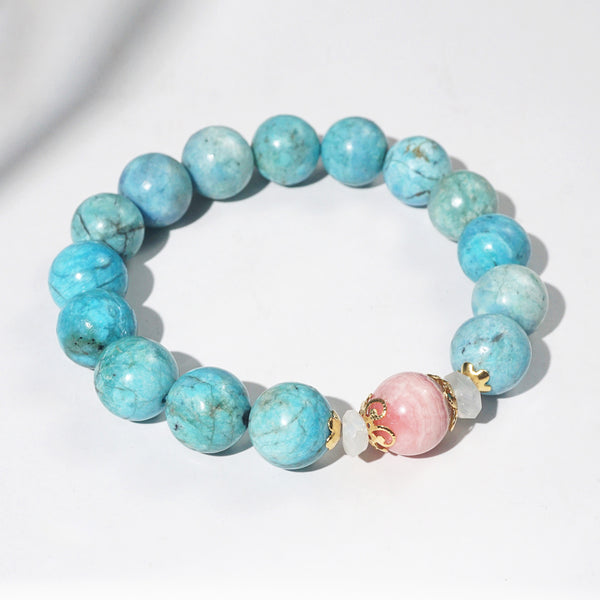 AA-Grade Blue Opal 12mm, Rhodochrosite and Moonstone - GAEA