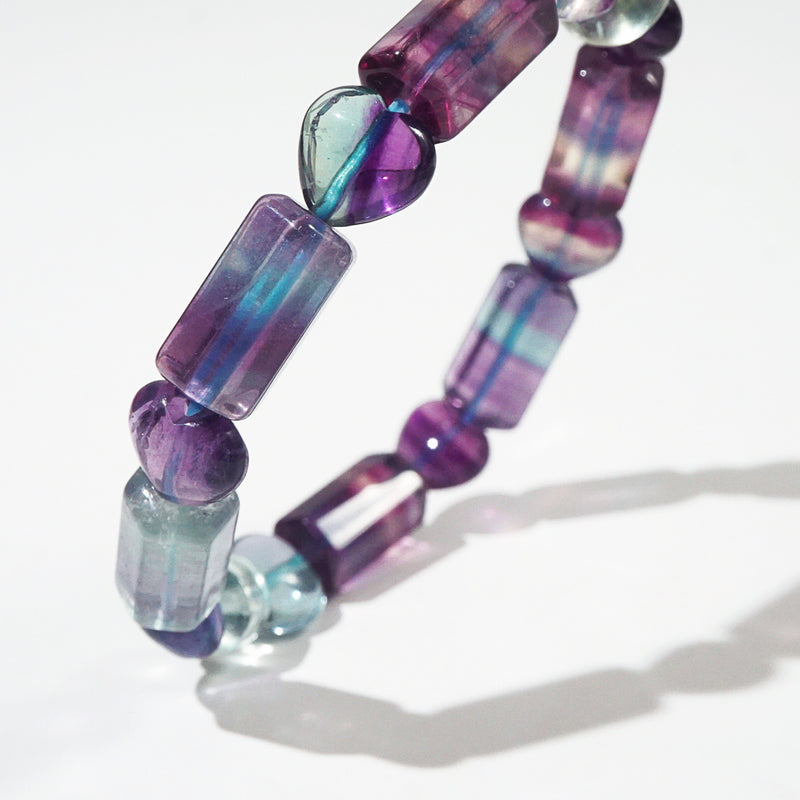 Stripe Fluorite Hexagon Tube and Heart - GAEA