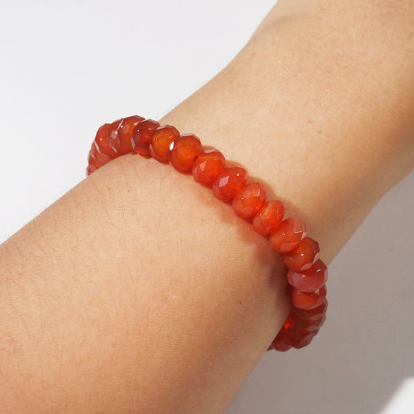 Red Agate Faceted Rondelle 8mm - GAEA
