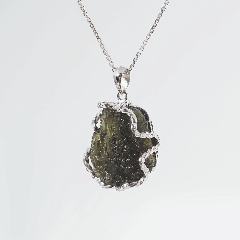 Raw Moldavite in 925 Sterling Silver - GAEA