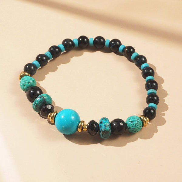 Howlite, Carved Turquoise and Black Onyx - GAEA