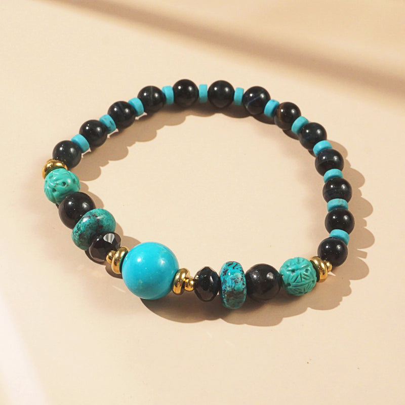 Howlite, Carved Turquoise and Black Onyx - GAEA