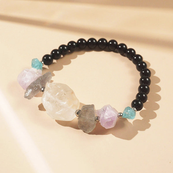 Raw Clear Quartz, Labradorite, Amethyst, Apatite and Black Onyx - GAEA