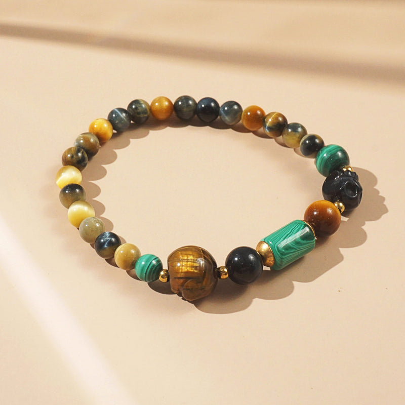 Malachite with Blue and Golden Tiger Eye - GAEA