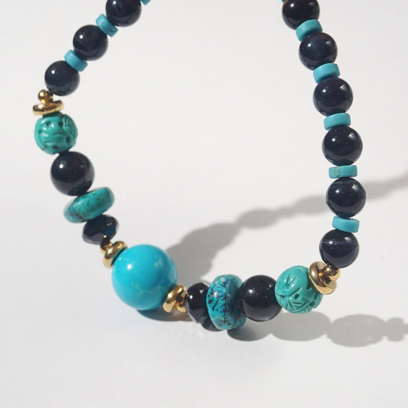 Howlite, Carved Turquoise and Black Onyx - GAEA