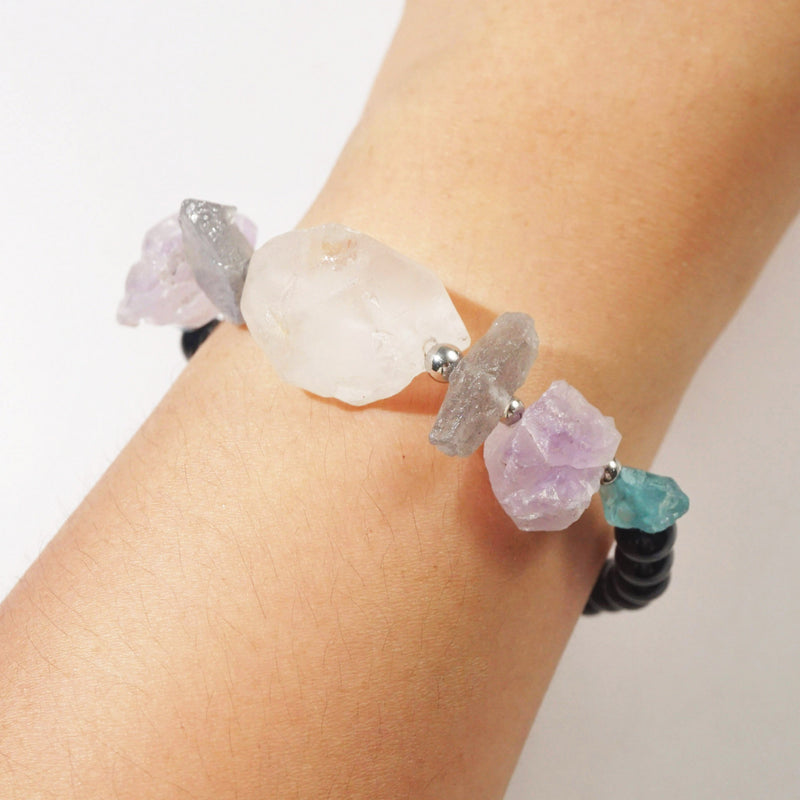 Raw Clear Quartz, Labradorite, Amethyst, Apatite and Black Onyx - GAEA