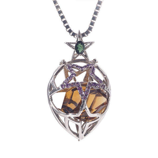 AA-Grade Natural Citrine with Amethyst and Chrome Diopside - GAEA