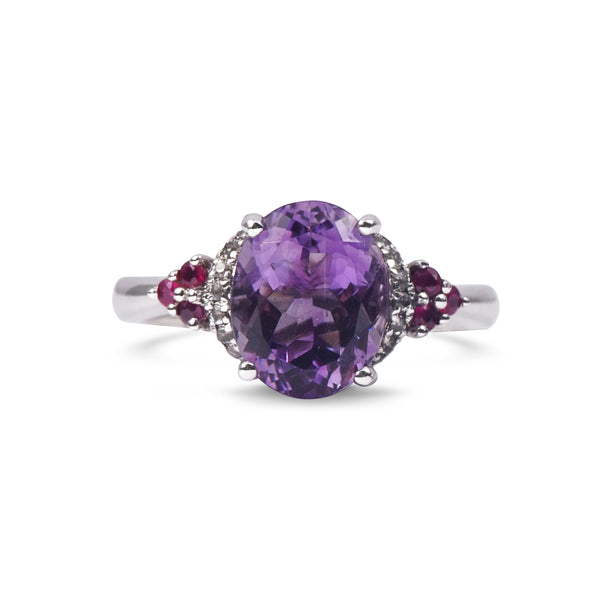 Gem-Grade Amethyst Oval with Ruby - GAEA